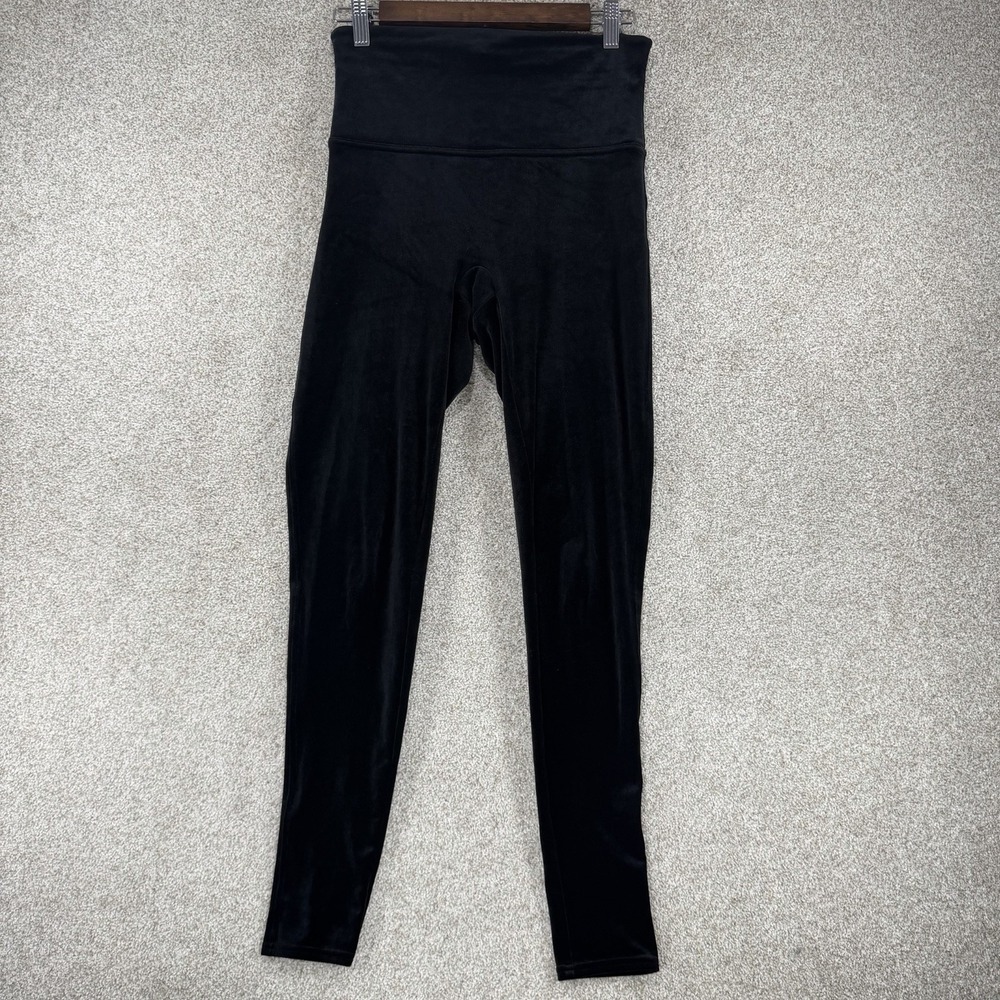 Spanx Velvet Leggings Pull On Black Elastic Waist Women's Size Large L Shapewear